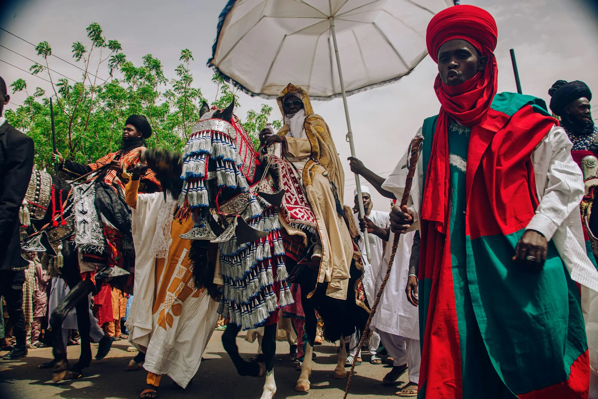 Horsemen in ceremonial dress at a Durbar festival in northern Nigeria